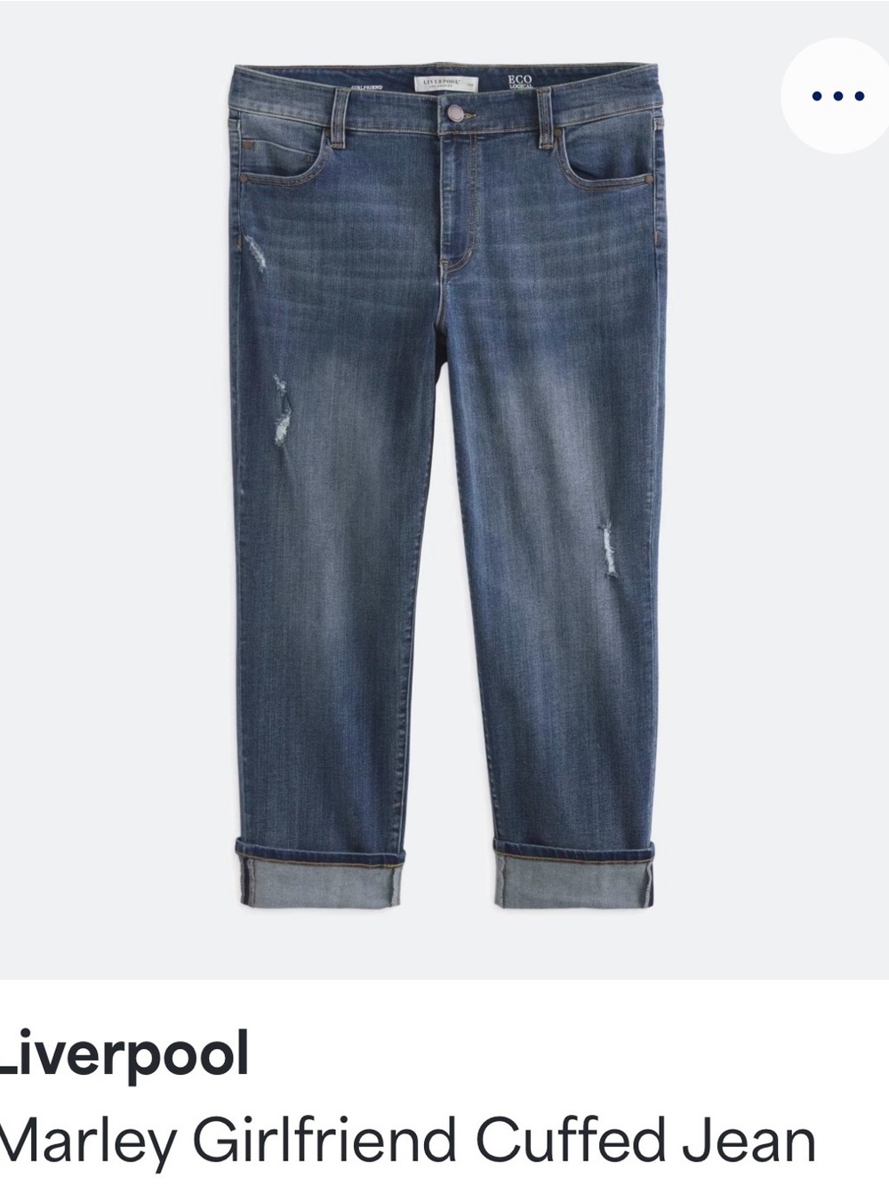Liverpool Dark Blue Straight-Leg Distressed Jeans